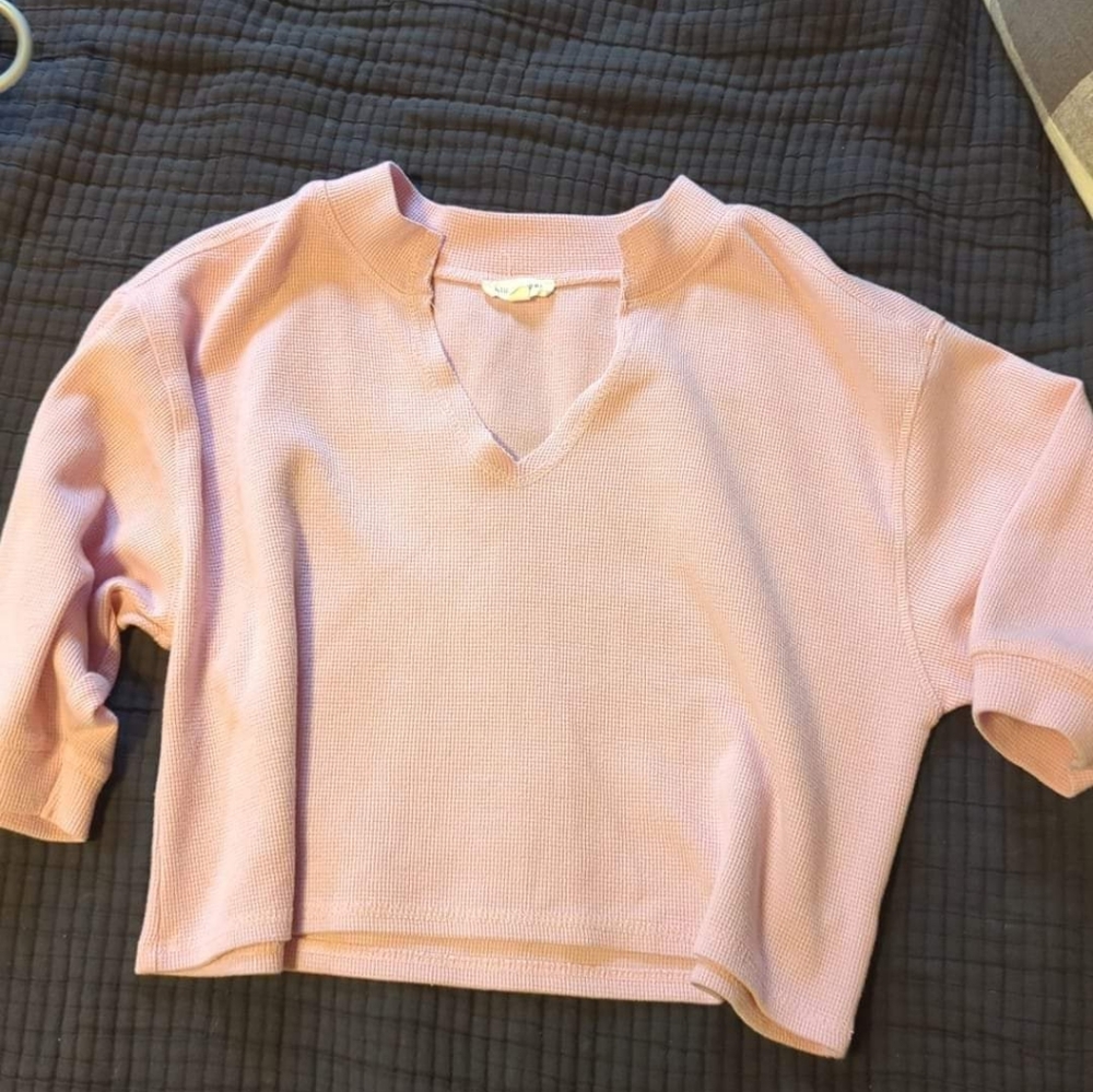Waffle knit cropped top
